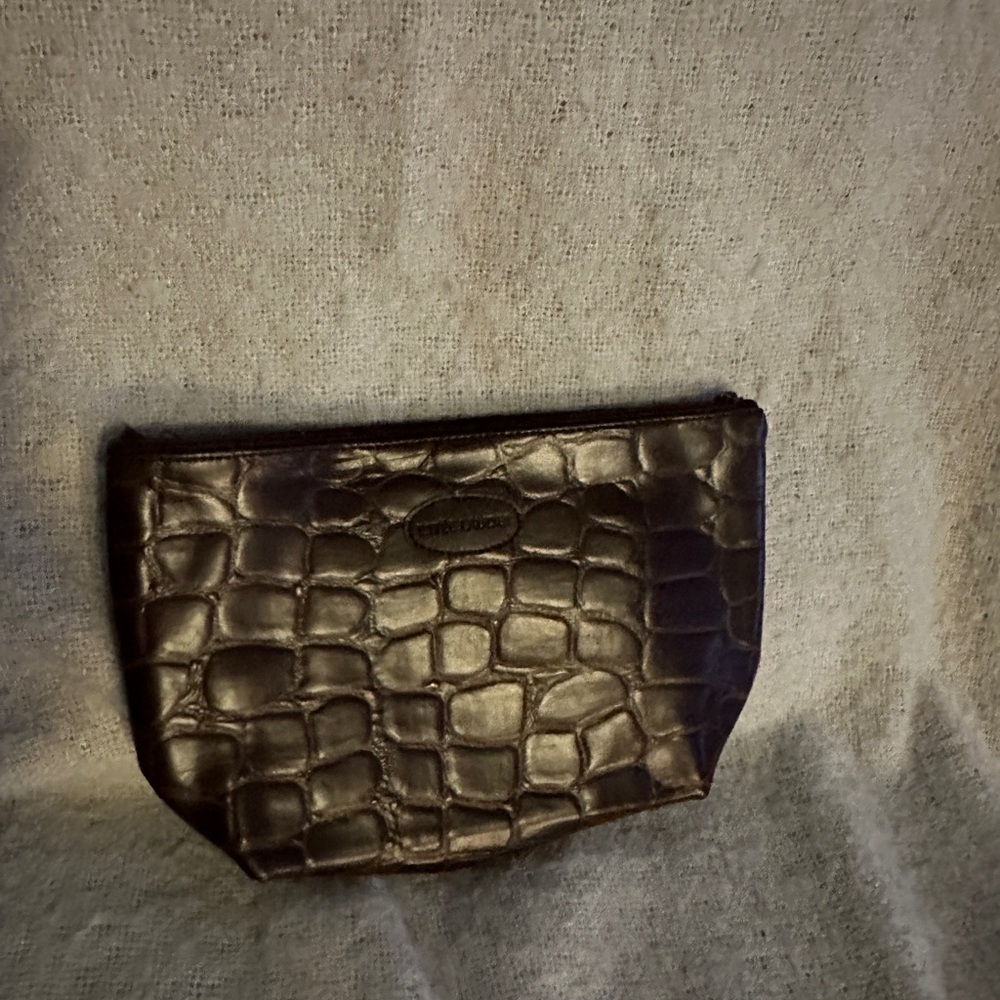 Estée Lauder Brown Crocodile-Embossed Make-up Bag